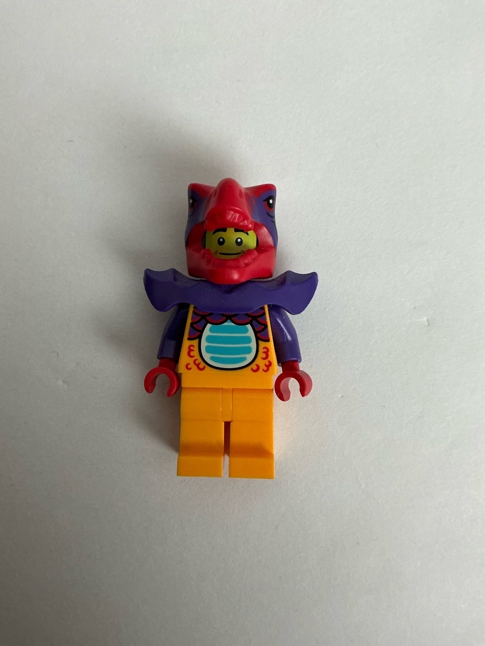 new LEGO Comic Shop Guy Minifig with Dinosaur / Dragon Costume from set 60380
